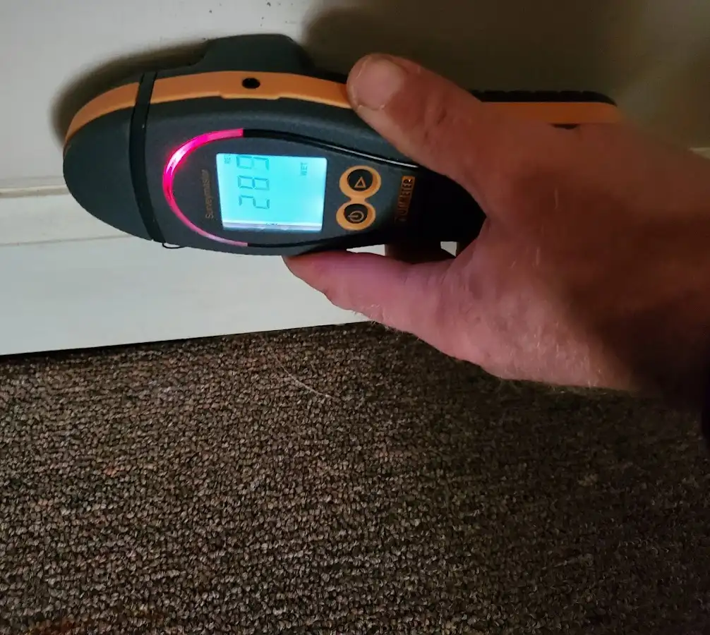 Moisture detection at baseboard during Mold Inspection & Testing in Eufaula